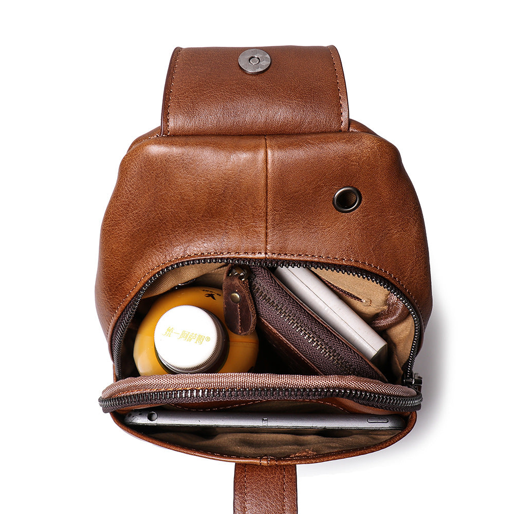 Retro Casaul Leather Chest Pack Bags L9040-Leather bags for men-Brown-Free Shipping Leatheretro