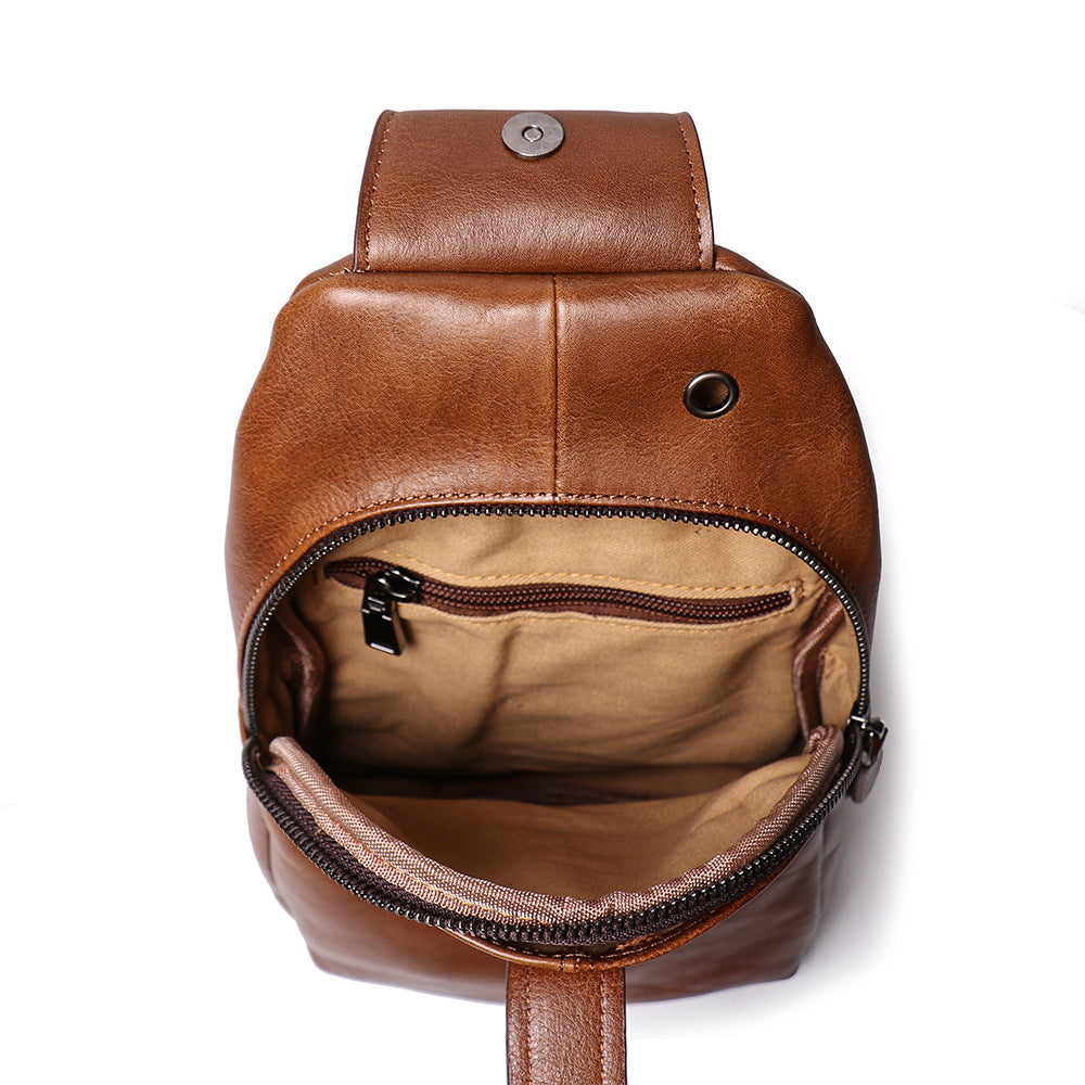 Retro Casaul Leather Chest Pack Bags L9040-Leather bags for men-Brown-Free Shipping Leatheretro