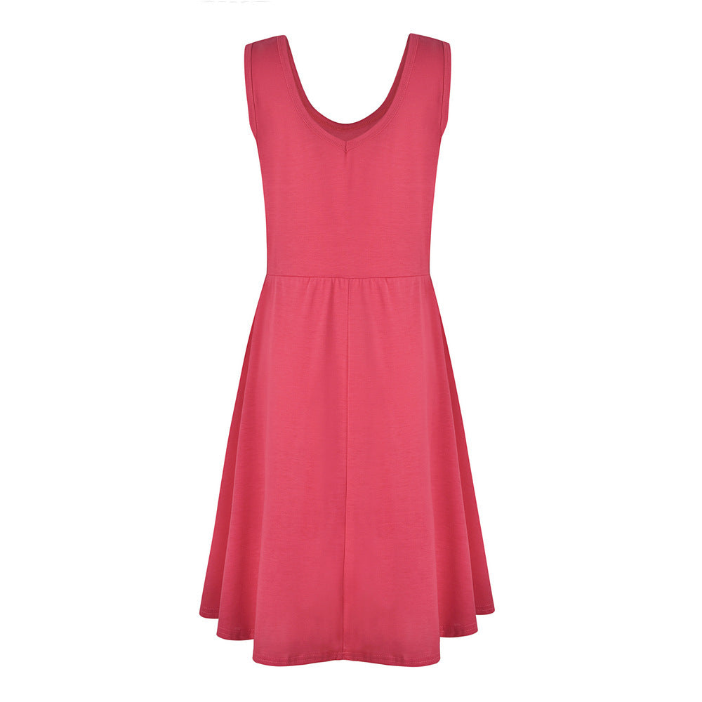 Simple Summer Sleeveless Daily Dresses for Women-Dresses-Rose Red-S-Free Shipping Leatheretro