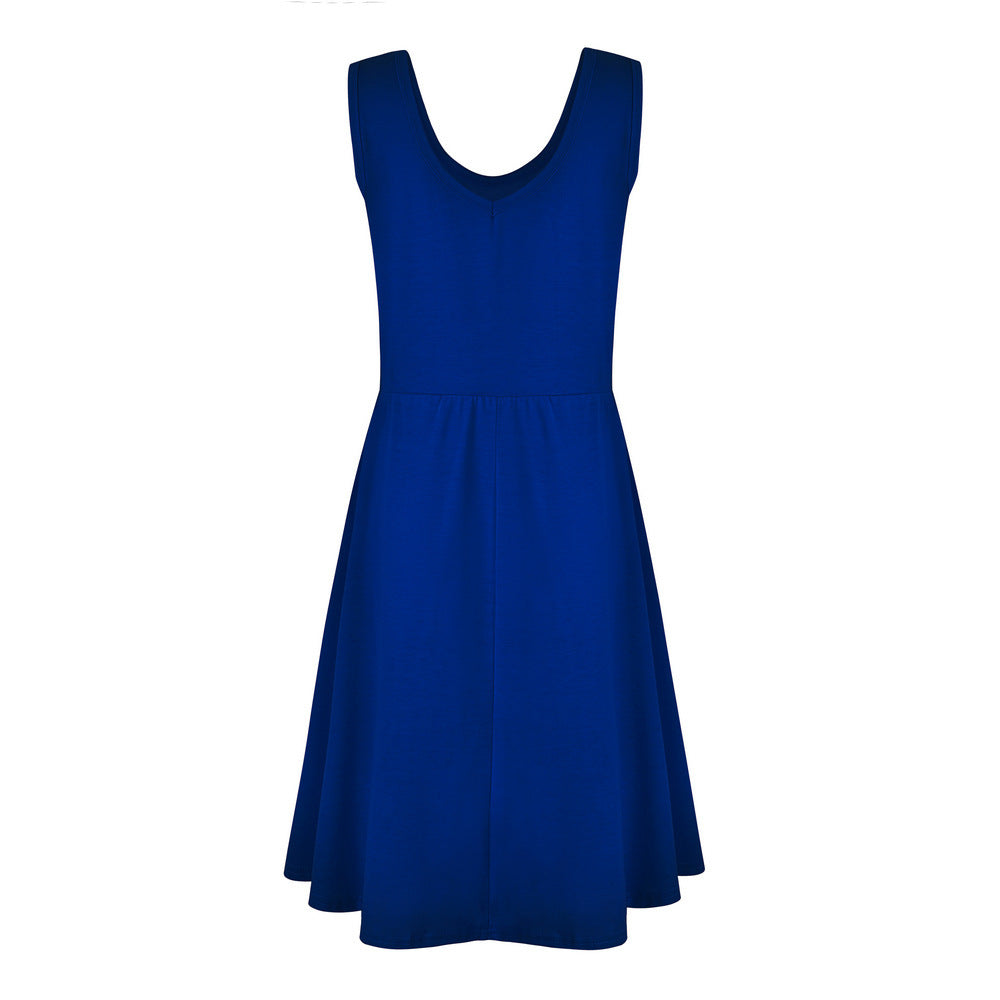 Simple Summer Sleeveless Daily Dresses for Women-Dresses-Navy Blue-S-Free Shipping Leatheretro