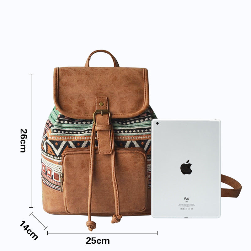 Casual Bohemian Canvas Backpacks for Girls B520-Backpacks-Blue-Free Shipping Leatheretro