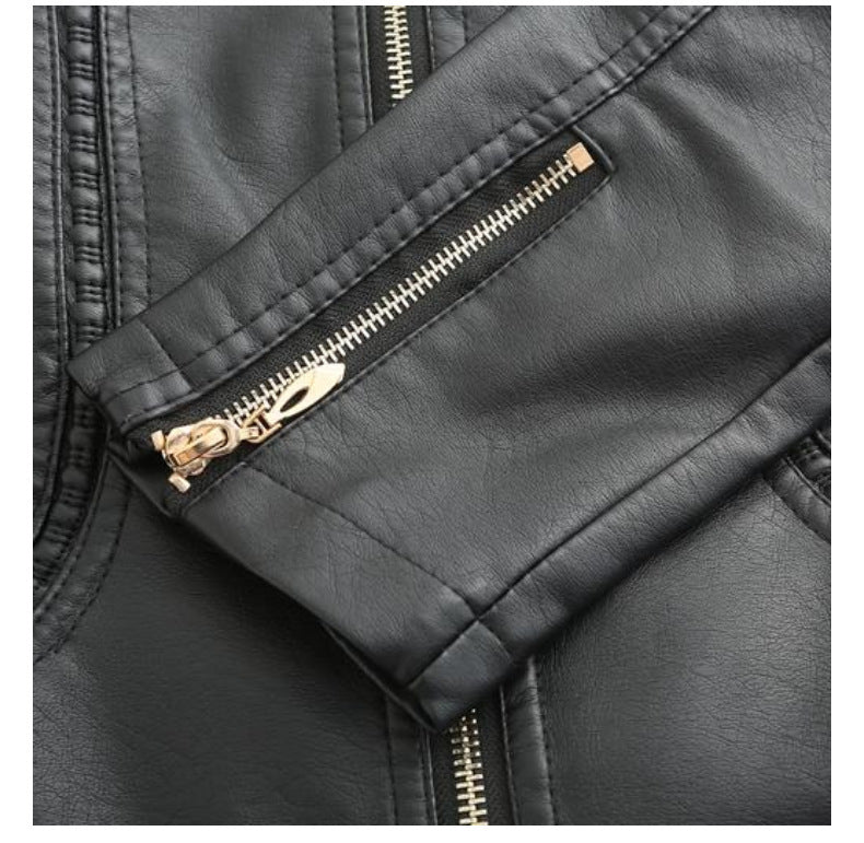 Women PU Leather Jacket Office Lady Coat-Outerwear-Black-M-Free Shipping Leatheretro