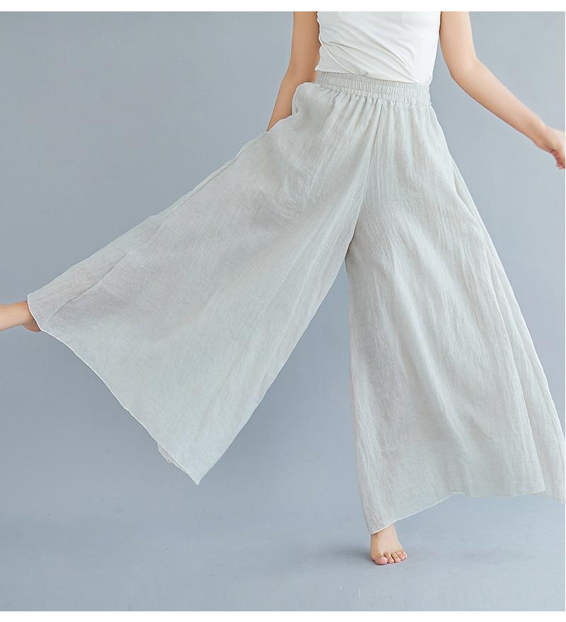 Women Summer Linen Loose Pants-Women Bottoms-White-85CM-Free Shipping Leatheretro