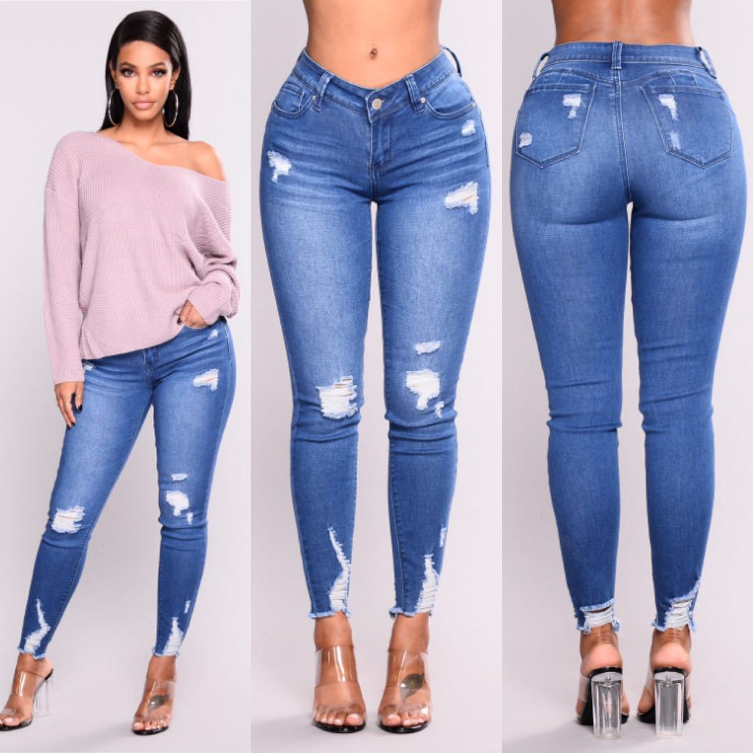 Sexy Women High Waist Elastic Slim Legging Jeans-jeans-Blue-S-Free Shipping Leatheretro