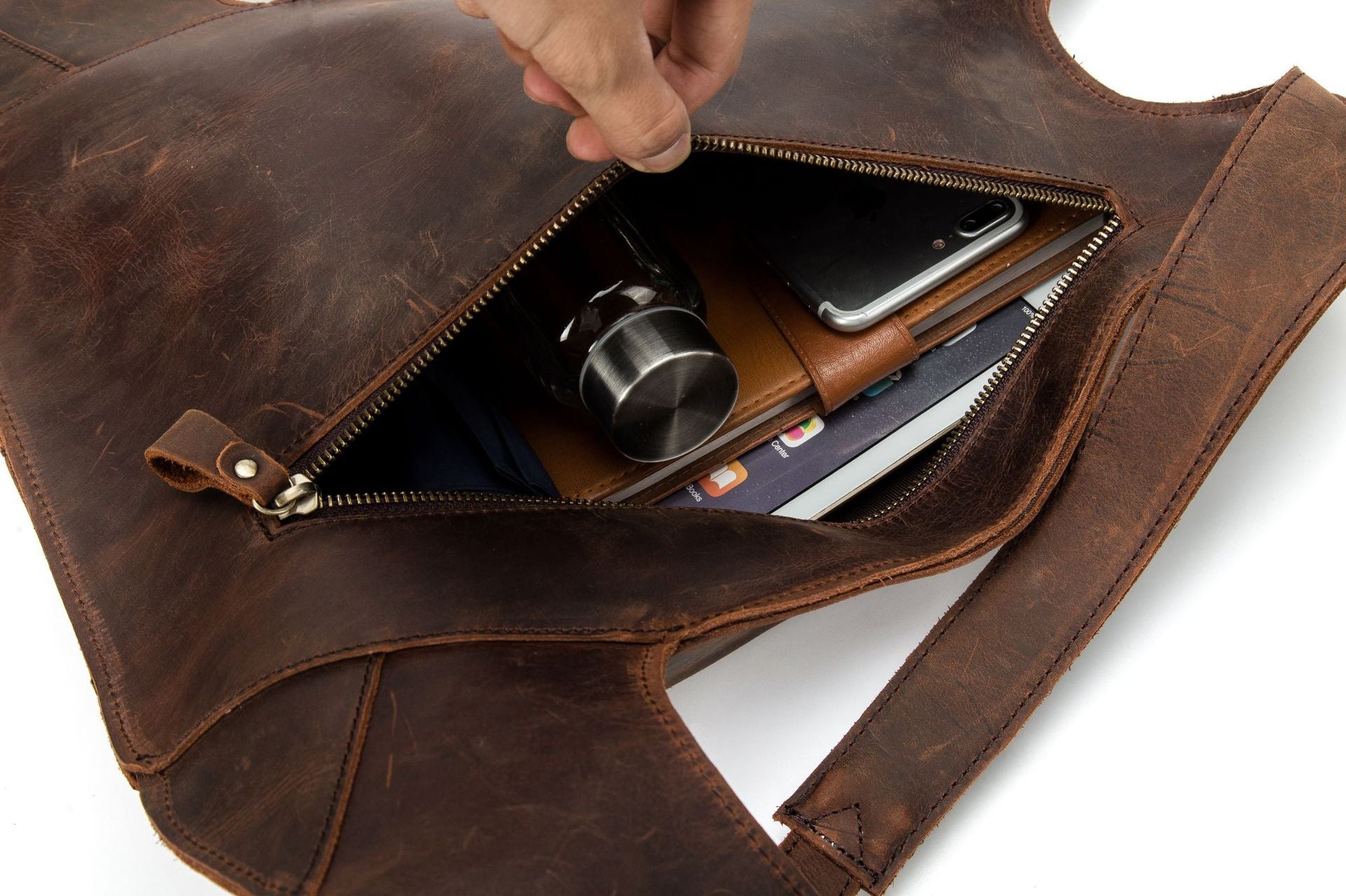 Simple Casual Cowhide Leather Backpack-Leather Backpack-Black-Free Shipping Leatheretro