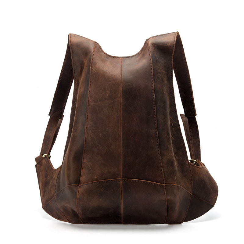 Simple Casual Cowhide Leather Backpack-Leather Backpack-Dark Brown-Free Shipping Leatheretro