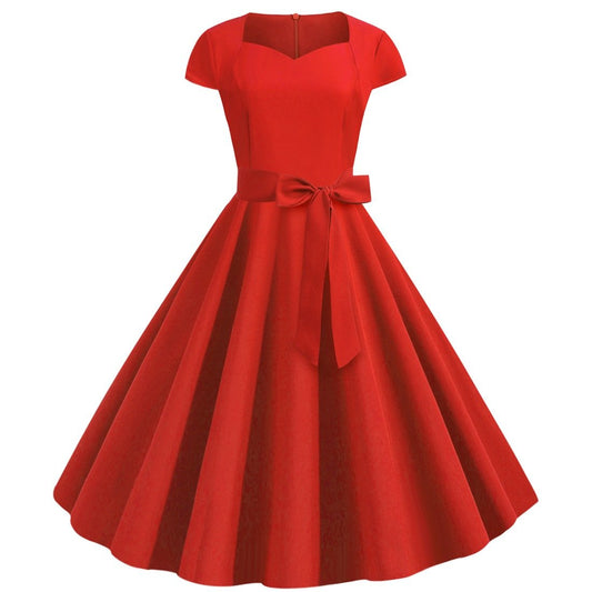 Sexy Sweetheart Vintage Belt Dresses-Red-S-Free Shipping Leatheretro