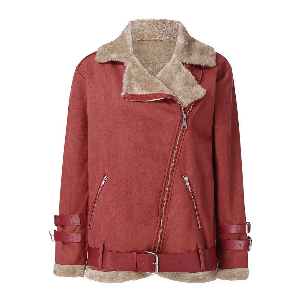 Women Winter Motorcycle Wool Overcoat-Outerwear-Brick Red-S-Free Shipping Leatheretro