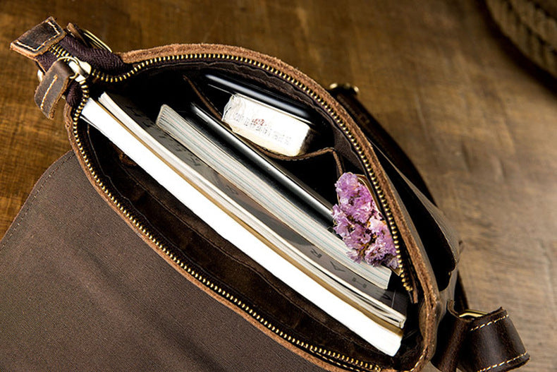 Handmade Small Leather Crossbody Bags-Leather Bags-Brown-Free Shipping Leatheretro