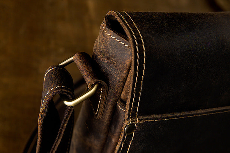 Handmade Small Leather Crossbody Bags-Leather Bags-Brown-Free Shipping Leatheretro