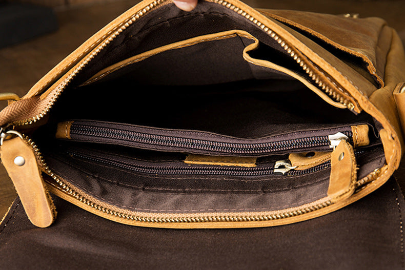 Handmade Small Leather Crossbody Bags-Leather Bags-Brown-Free Shipping Leatheretro