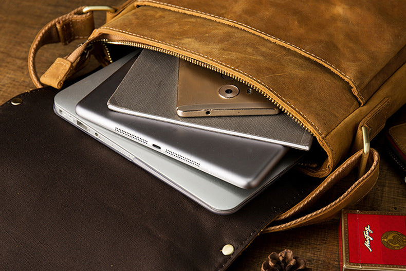 Handmade Small Leather Crossbody Bags-Leather Bags-Brown-Free Shipping Leatheretro