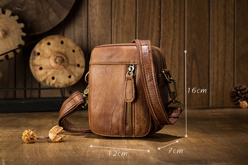 Handmade leather crossbody mini bag for men M005-Handbags, Wallets & Cases-Black-Free Shipping Leatheretro