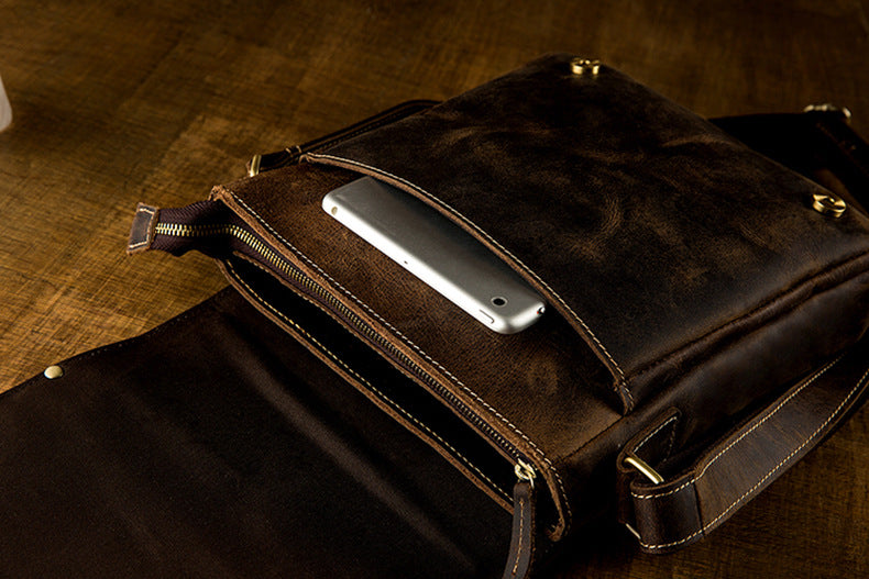 Handmade Small Leather Crossbody Bags-Leather Bags-Brown-Free Shipping Leatheretro