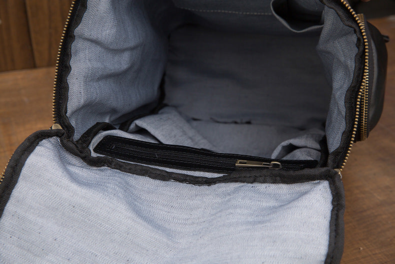 Vintage Handmade Leather Large Storage Traveling Bakpack B256-Backpacks-Black-Free Shipping Leatheretro