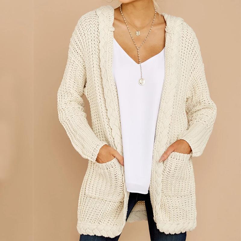 Women Casual Knitting Cardigan Sweaters-Outerwear-Ivory-S-Free Shipping Leatheretro