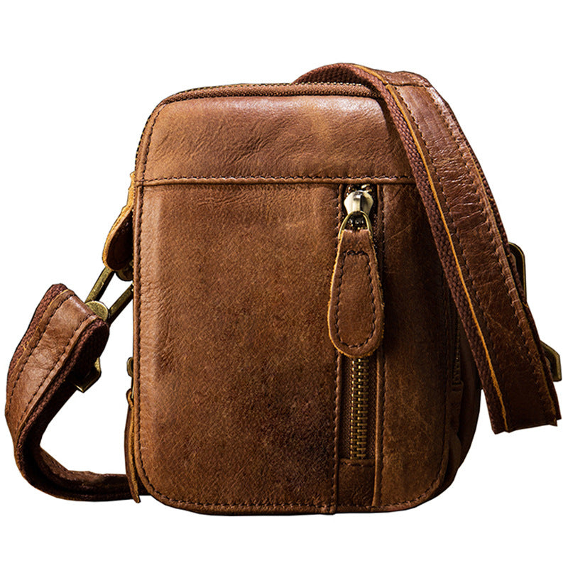 Handmade leather crossbody mini bag for men M005-Handbags, Wallets & Cases-Black-Free Shipping Leatheretro