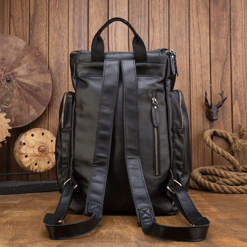 Vintage Handmade Leather Large Storage Traveling Bakpack B256-Backpacks-Black-Free Shipping Leatheretro