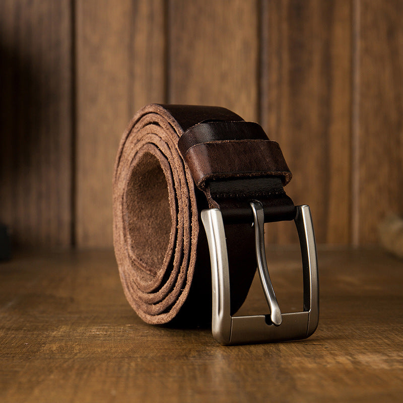 Handmade Casual Pin Buckle Leather Belt-Leather Belt-Coffee-130cm-Free Shipping Leatheretro