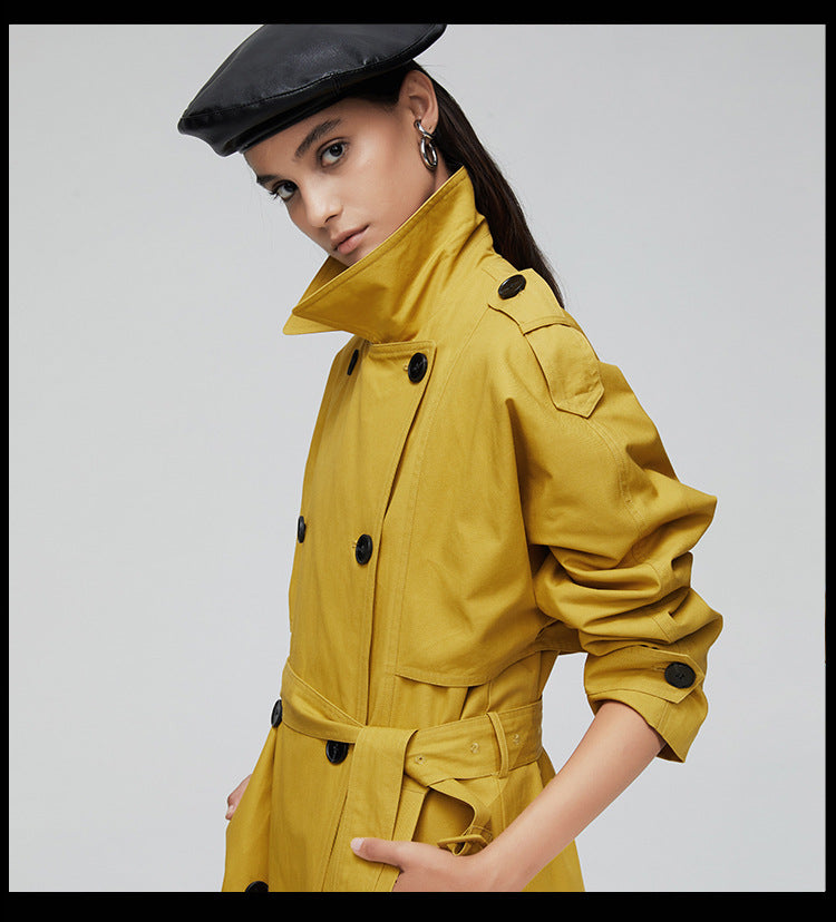 Elegant Fall Women Windbreak Long Overcoats-Coats & Jackets-Khaki-S-Free Shipping Leatheretro