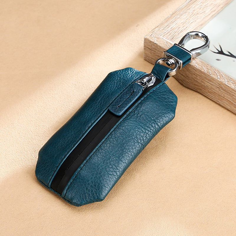 Vintage Waterproof Cowhide Leather Car Key Case-Leather Car Key Cases-Blue-Free Shipping Leatheretro