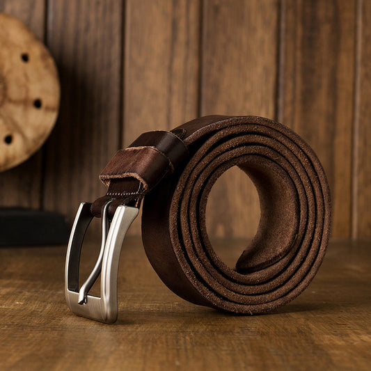 Handmade Casual Pin Buckle Leather Belt-Leather Belt-Coffee-130cm-Free Shipping Leatheretro