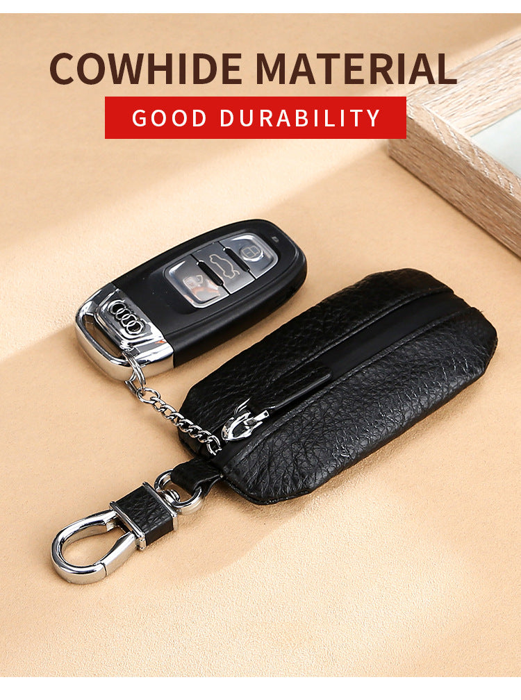 Vintage Waterproof Cowhide Leather Car Key Case-Leather Car Key Cases-Black-Free Shipping Leatheretro