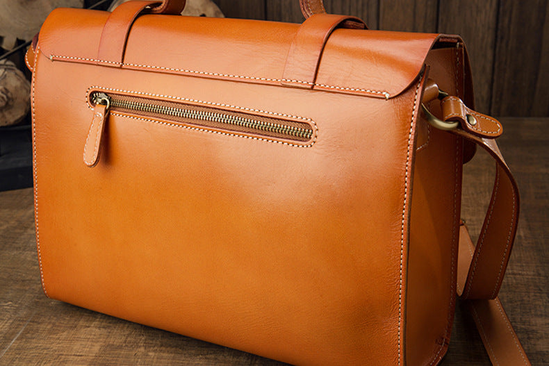 Handmade Vege Tanned Leather Crossbody Bags for Men B016-Handbags, Wallets & Cases-Brown-Free Shipping Leatheretro