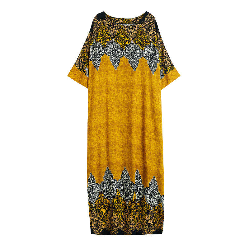 Vintage Cozy Plus Sizes Long Maxi Dresses-Dresses-Yellow-One Size-Free Shipping Leatheretro