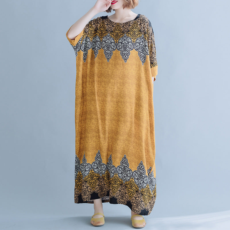 Vintage Cozy Plus Sizes Long Maxi Dresses-Dresses-Yellow-One Size-Free Shipping Leatheretro