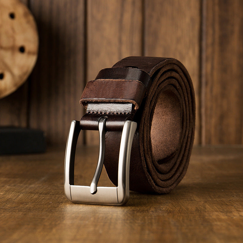 Handmade Casual Pin Buckle Leather Belt-Leather Belt-Coffee-130cm-Free Shipping Leatheretro