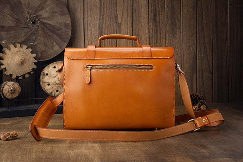 Handmade Vege Tanned Leather Crossbody Bags for Men B016-Handbags, Wallets & Cases-Brown-Free Shipping Leatheretro