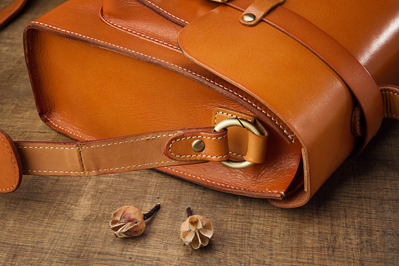 Handmade Vege Tanned Leather Crossbody Bags for Men B016-Handbags, Wallets & Cases-Brown-Free Shipping Leatheretro