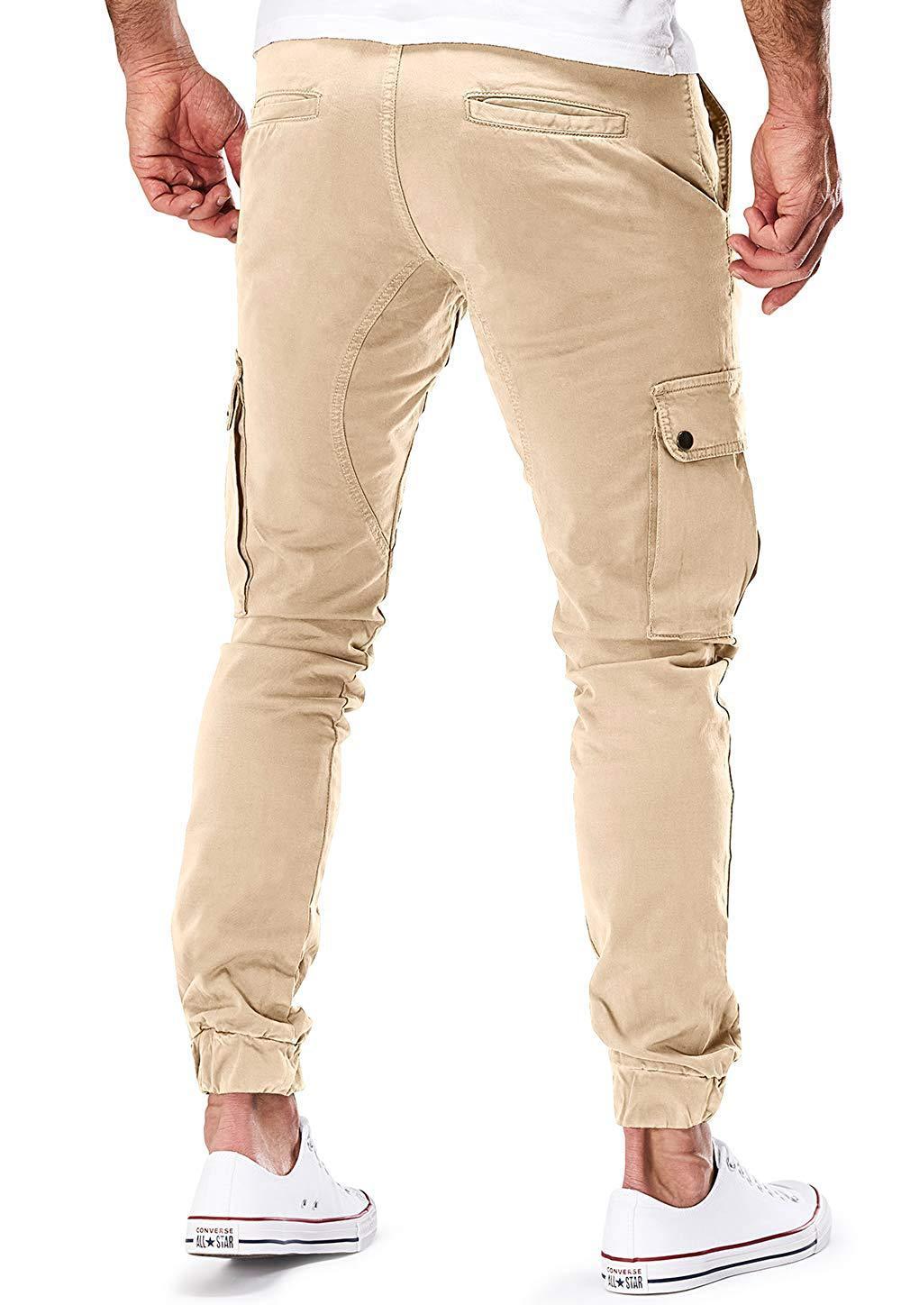 Casual Men Pocket Long Pants-Men Pants-Khaki-M-Free Shipping Leatheretro