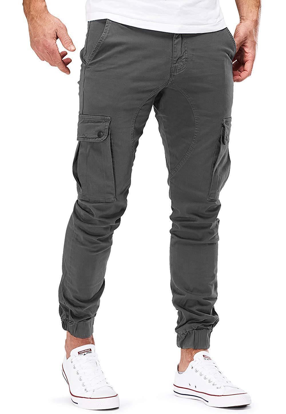 Casual Men Pocket Long Pants-Men Pants-Dark Gray-M-Free Shipping Leatheretro