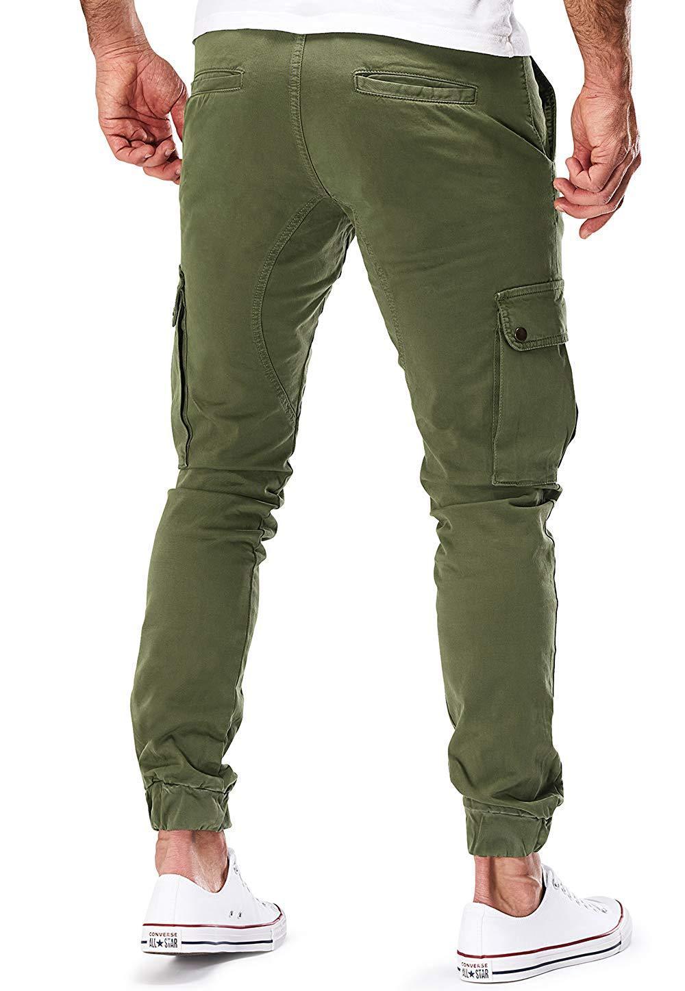 Casual Men Pocket Long Pants-Men Pants-Khaki-M-Free Shipping Leatheretro