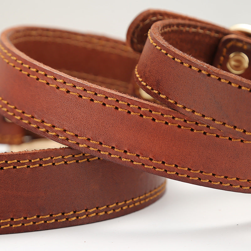 Handmade Leather Leather Dog Collar-Coffee-S-45cm/18"-Free Shipping Leatheretro