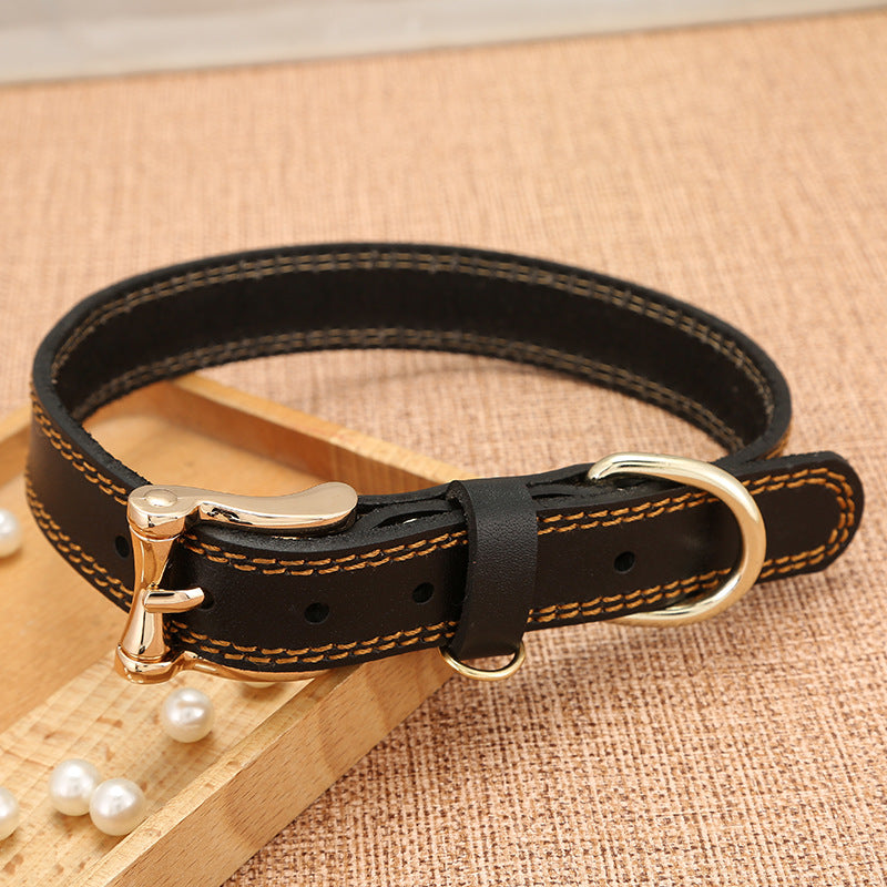 Handmade Leather Leather Dog Collar-Coffee-S-45cm/18"-Free Shipping Leatheretro