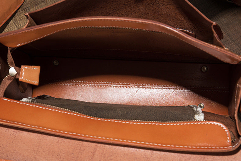 Handmade Vege Tanned Leather Crossbody Bags for Men B016-Handbags, Wallets & Cases-Brown-Free Shipping Leatheretro