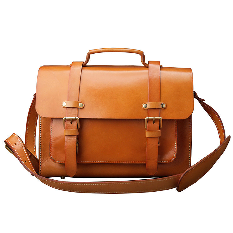 Handmade Vege Tanned Leather Crossbody Bags for Men B016-Handbags, Wallets & Cases-Brown-Free Shipping Leatheretro