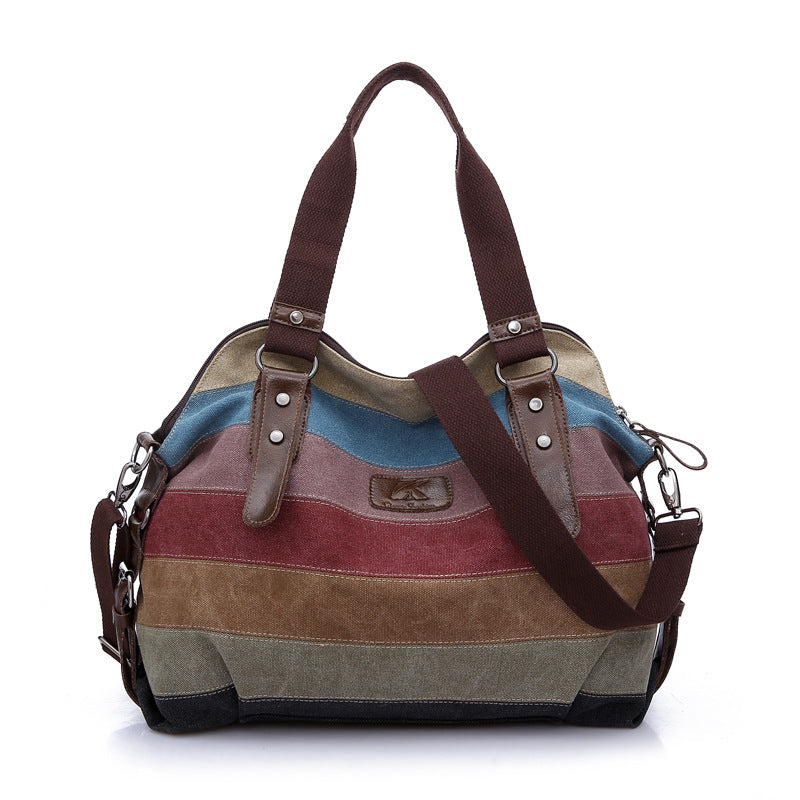 Rainbow Design Canvas Shoulder Bags for Women K988-Handbags-The same as picture-Free Shipping Leatheretro