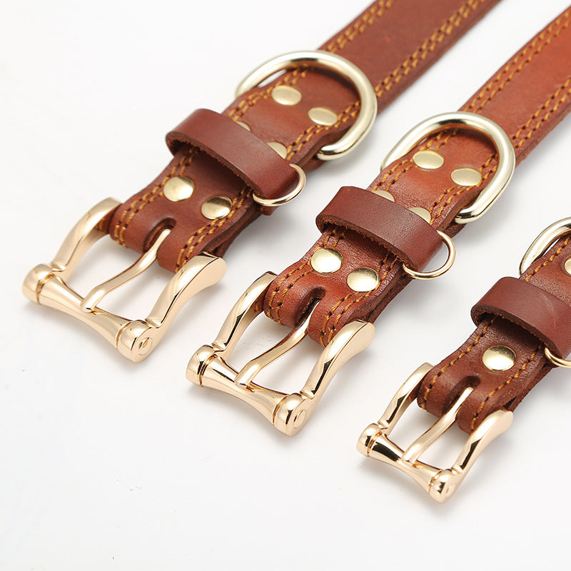 Handmade Leather Leather Dog Collar-Coffee-S-45cm/18"-Free Shipping Leatheretro