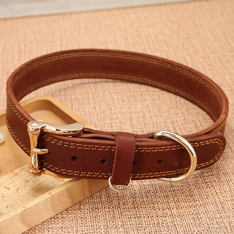 Handmade Leather Leather Dog Collar-Coffee-S-45cm/18"-Free Shipping Leatheretro