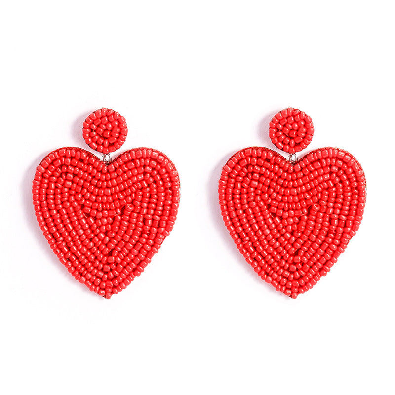 Ethic Bohemian Sweetheart Handmade Earrings-Earrings-Heart-Red-Free Shipping Leatheretro