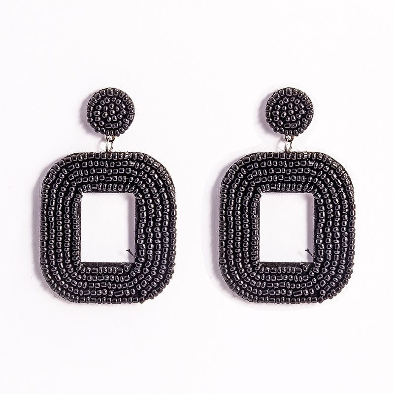 Ethic Bohemian Sweetheart Handmade Earrings-Earrings-Square-Black-Free Shipping Leatheretro