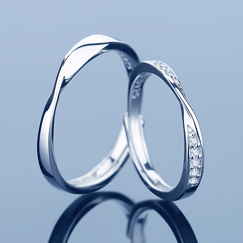 Mobius Design His and Hers Sliver Couple Rings-Rings-Men-Open-end-Free Shipping Leatheretro