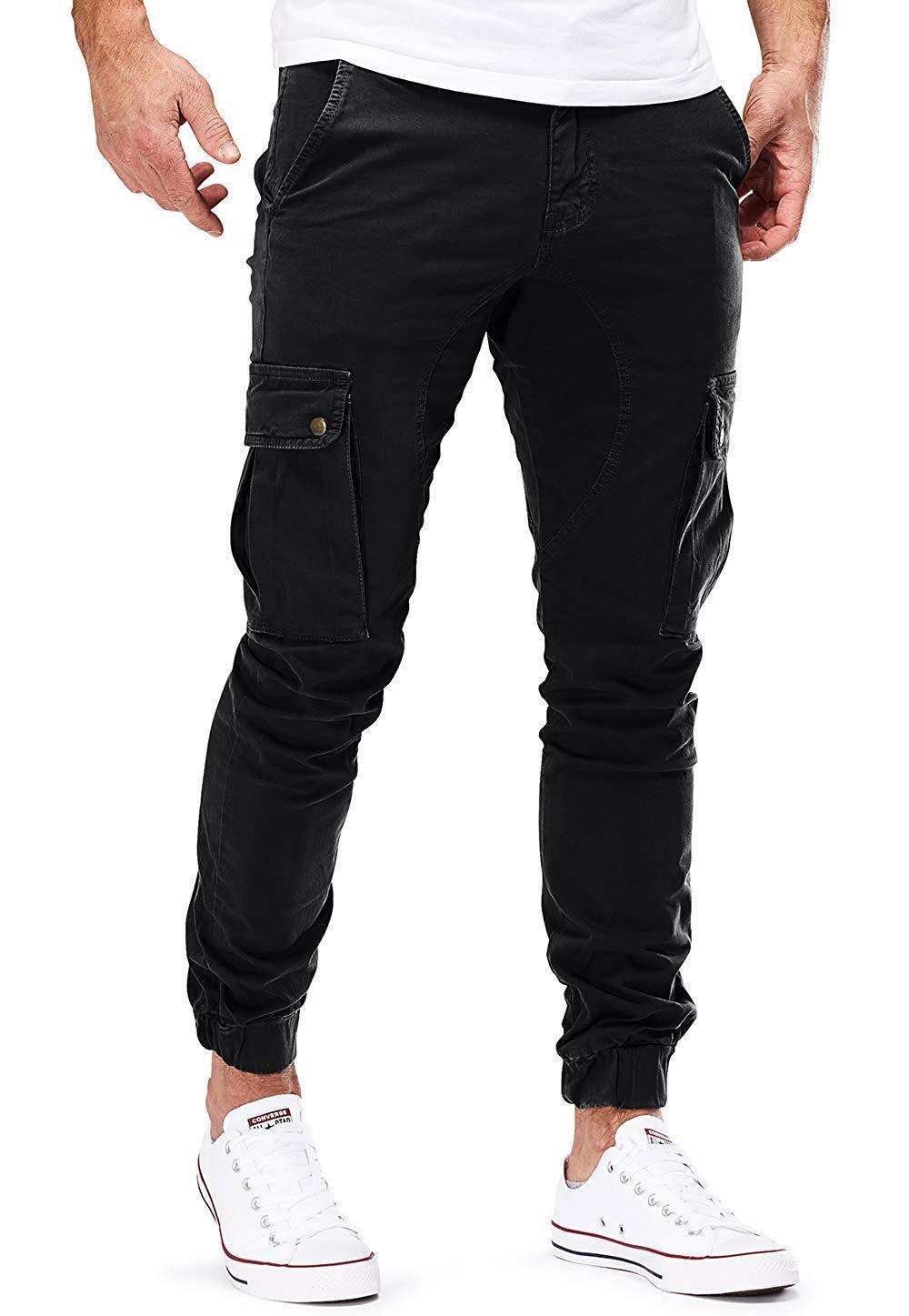 Casual Men Pocket Long Pants-Men Pants-Black-M-Free Shipping Leatheretro