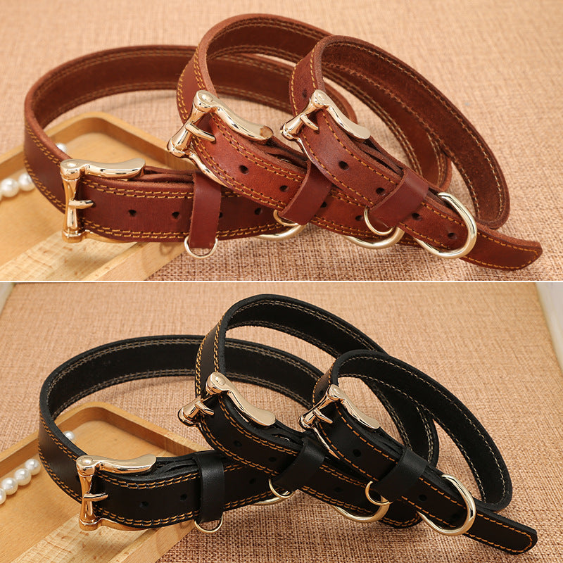 Handmade Leather Leather Dog Collar-Coffee-S-45cm/18"-Free Shipping Leatheretro