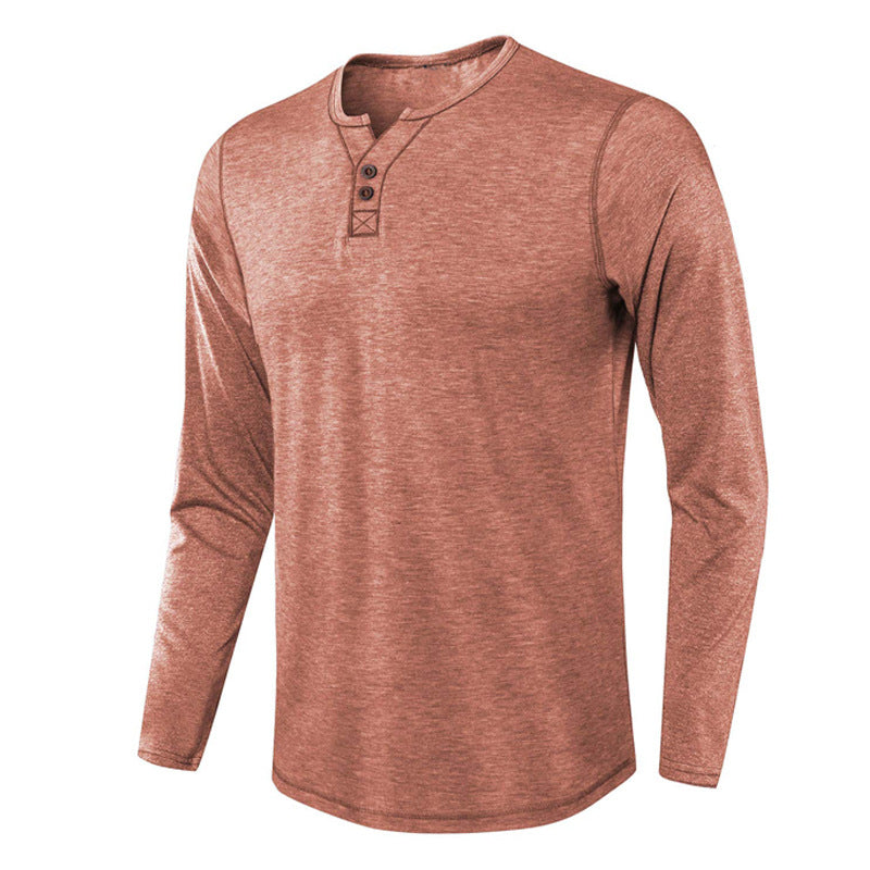 Spring Long Sleeves T Shirts for Men-Shirts & Tops-Brick Red-S-Free Shipping Leatheretro