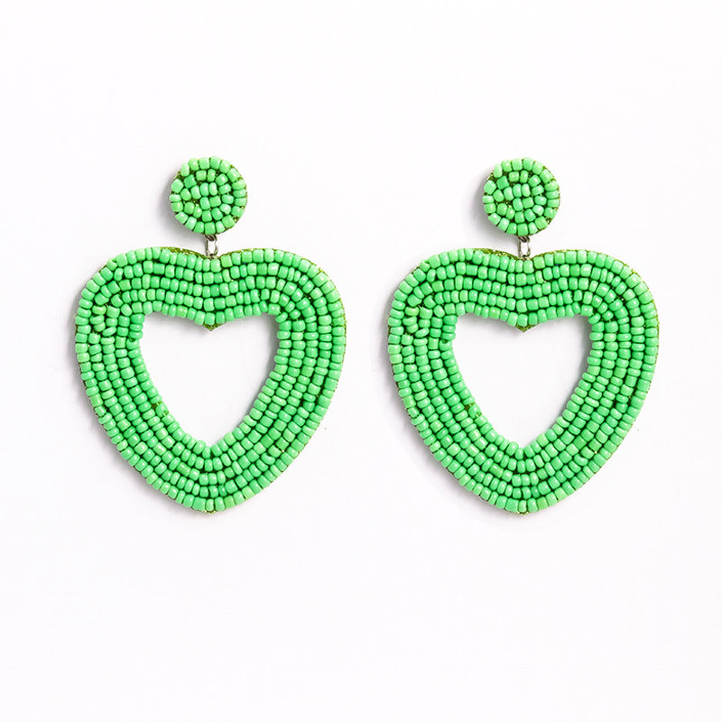 Ethic Bohemian Sweetheart Handmade Earrings-Earrings-Heart-Green-Free Shipping Leatheretro